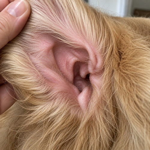 Same dog's ear after 3 weeks, clean and pink